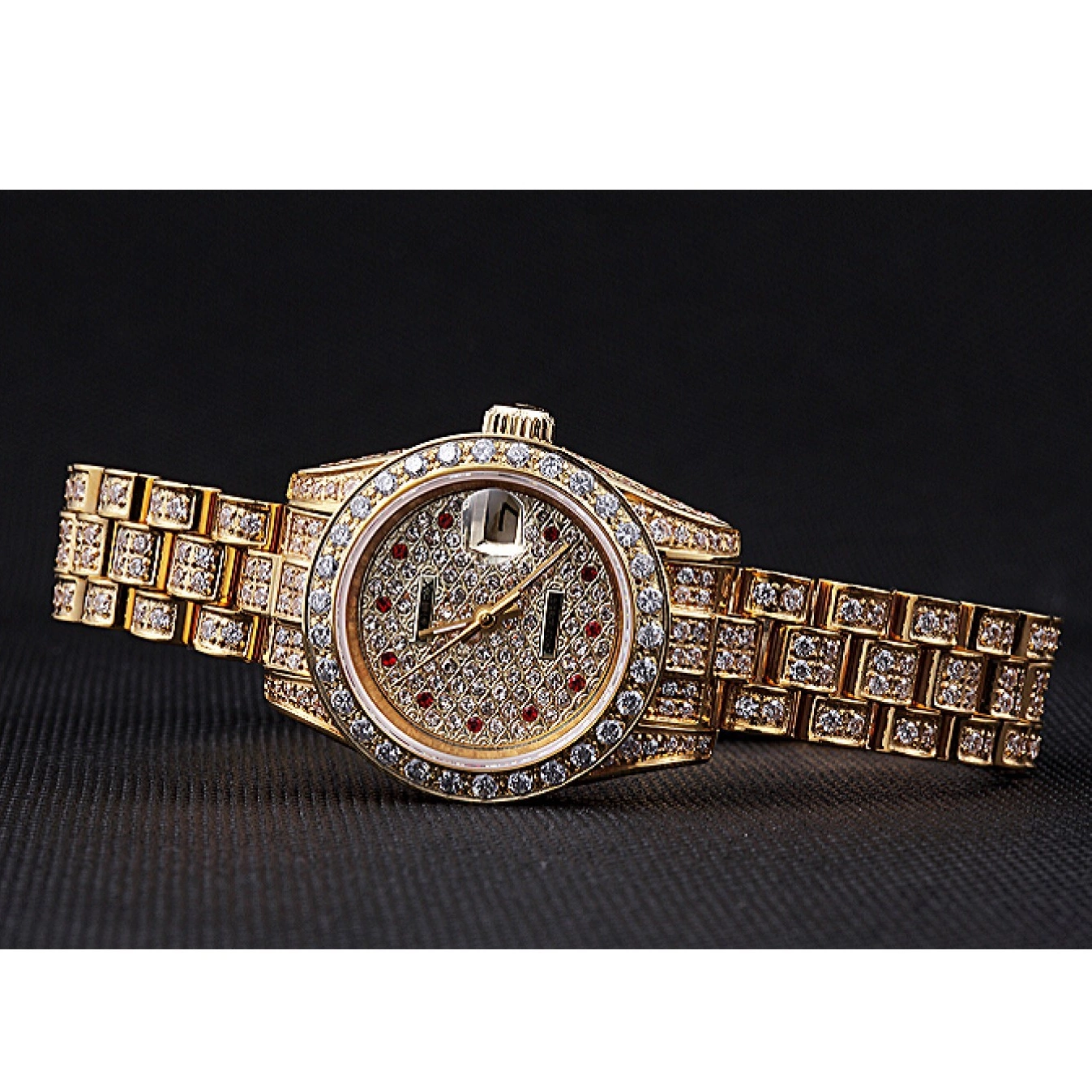 AAA replica watch Diamond Dial Swiss Rolex Gold DateJust 622024 0723